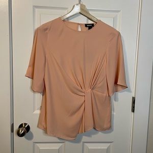 NWT DKNY ‘rose cloud’ peach blouse w/ front knot detail sz S
